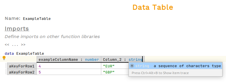 create a data table step 3