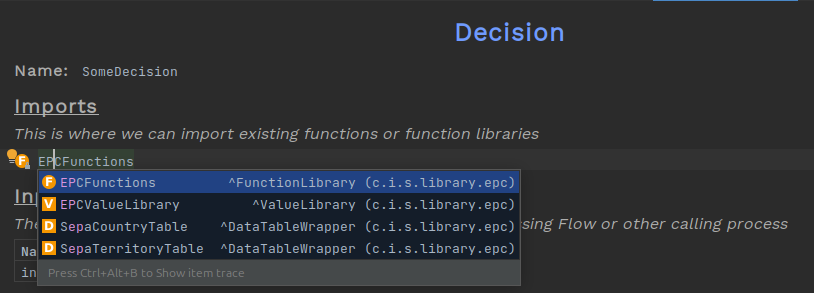 Import function library