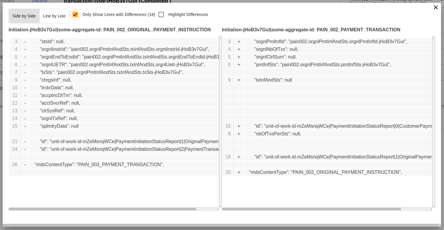 text diff lines with differences