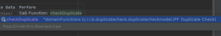 Image of check duplicate function being called from flow