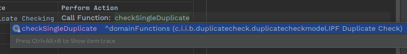 Image of check duplicate function being called from flow