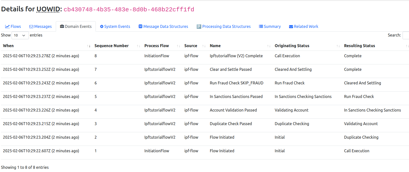 calling1 dev app domain events