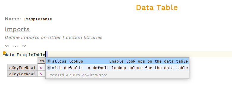 create a data table step 4