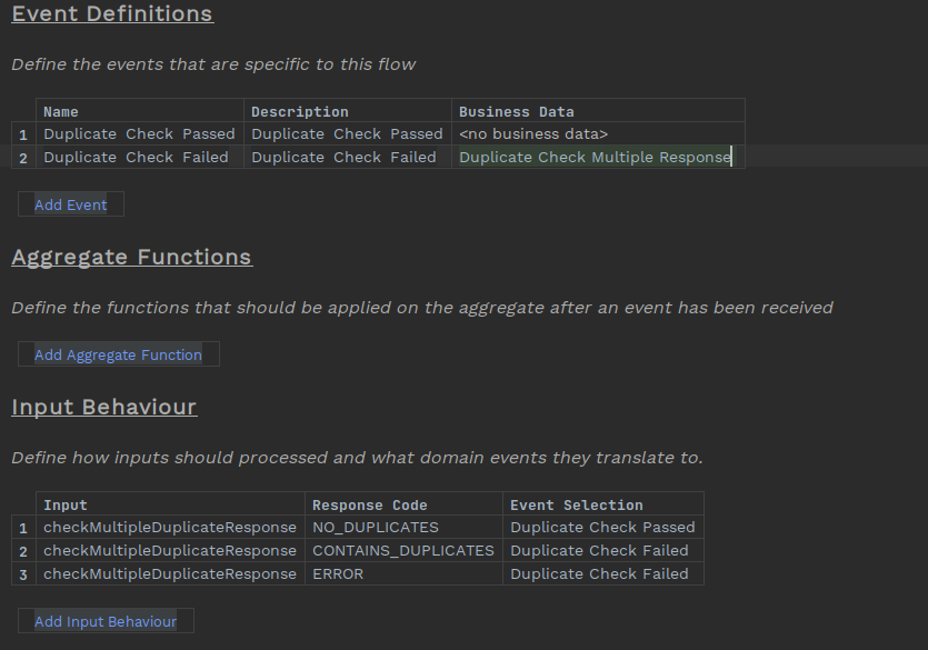 Image of duplicate check failed domain event configuration