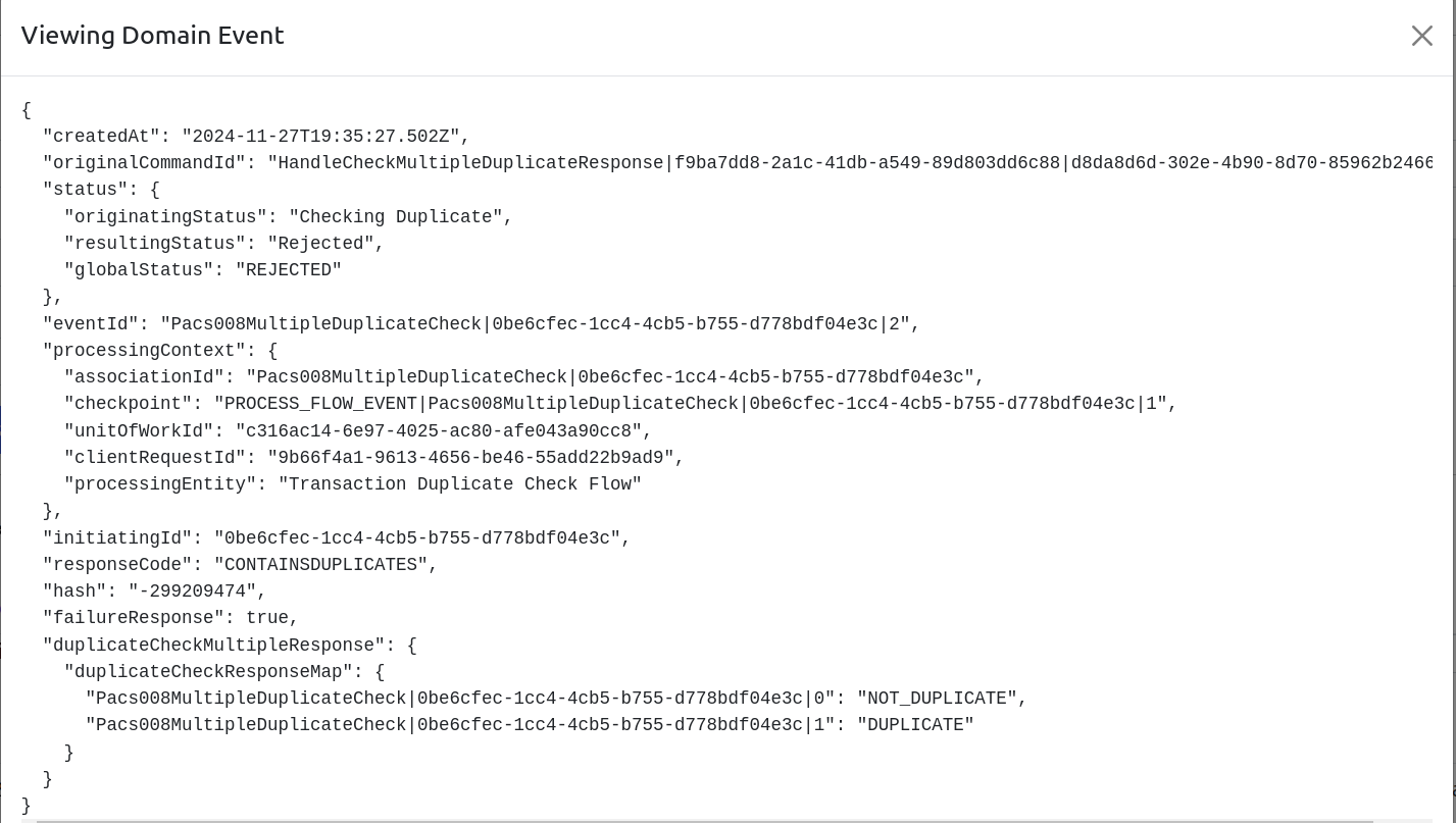 Imagen de verificación de duplicados failed domain event