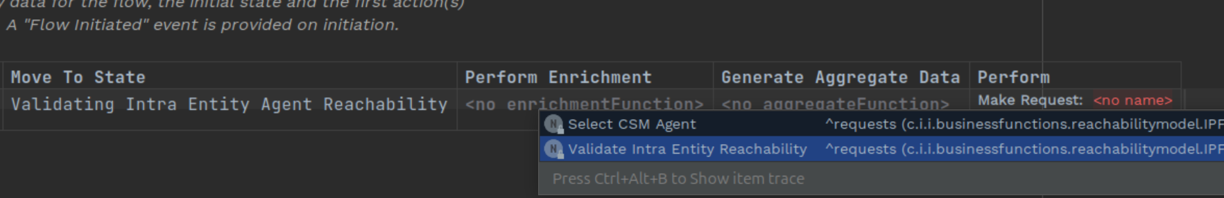 Image of Validate Intra Entity Reachability function being called from flow