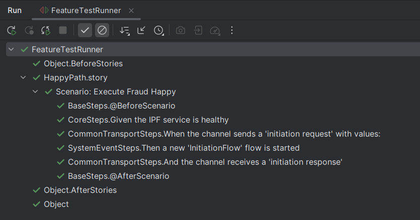 add test payment init test run output